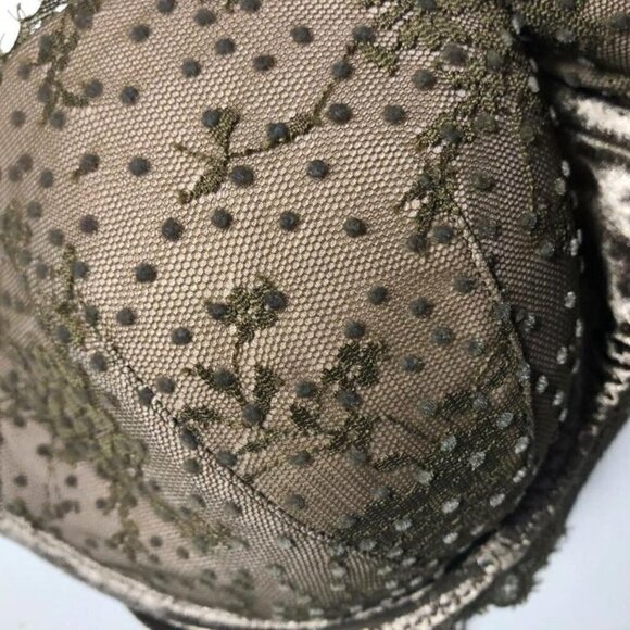 #3471-1 Victoria's Secret Demi-Lined 32DD Olive Embroidered Lace Bra - Picture 2 of 6